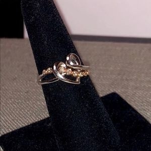 NWOT .22ctw 10k Rose Gold & Sterling Silver Diamond Heart Ring